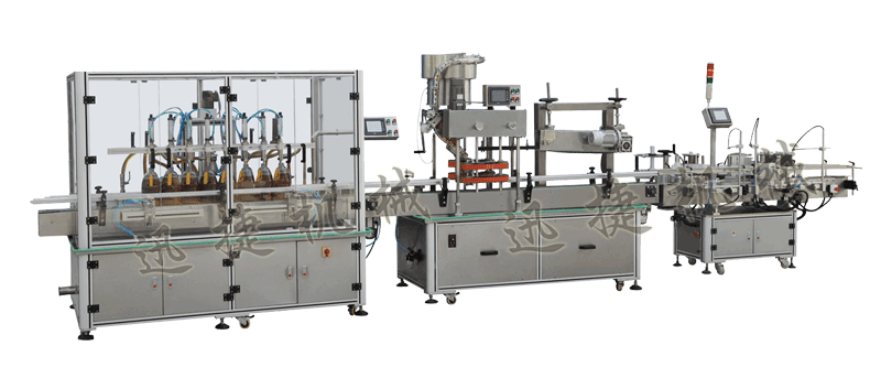 灌裝機+全自動封蓋機（自動理蓋，自動扣蓋，自動旋壓蓋）+貼標(biāo)機